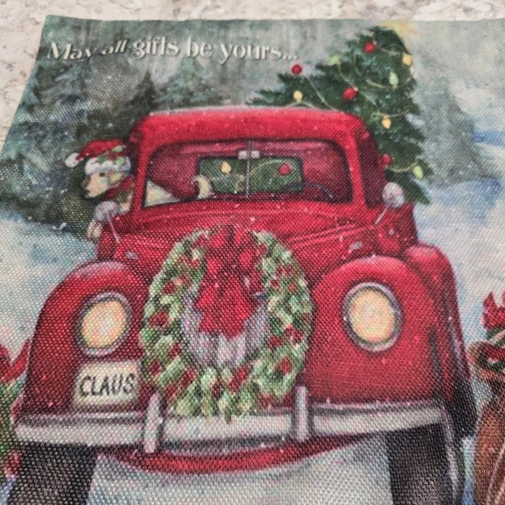 Festive Red Truck Christmas Throw Pillow Cover